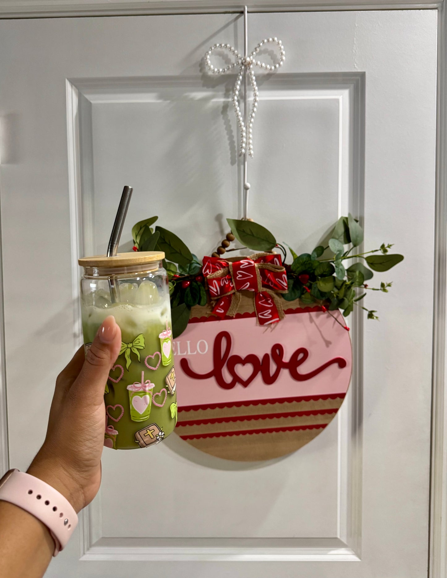 Matcha + Bible Glass Cup with Lid
