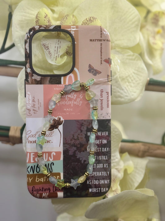 Evergreen Grace beaded wristlet phone charm